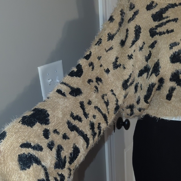 Blue Blush Tan and Black Animal Print Sweater - Picture 4 of 5